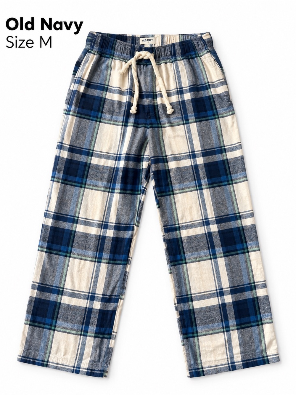 Old Navy Blue and Cream Plaid Kids Pajama Bottoms